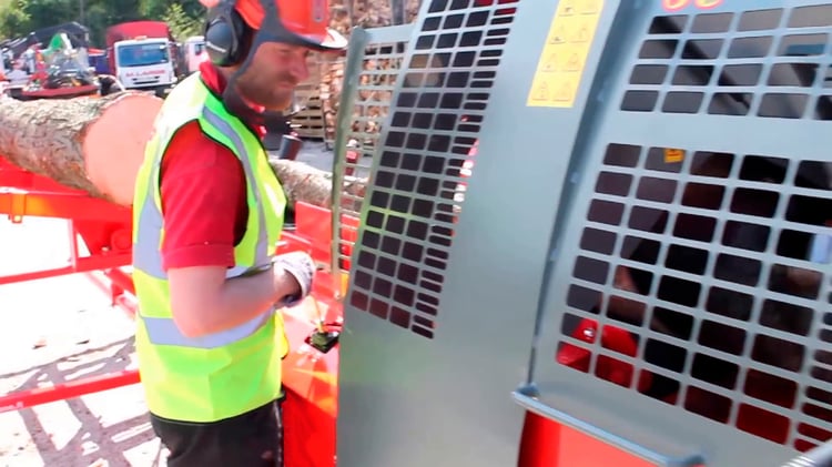 A circular saw in use.